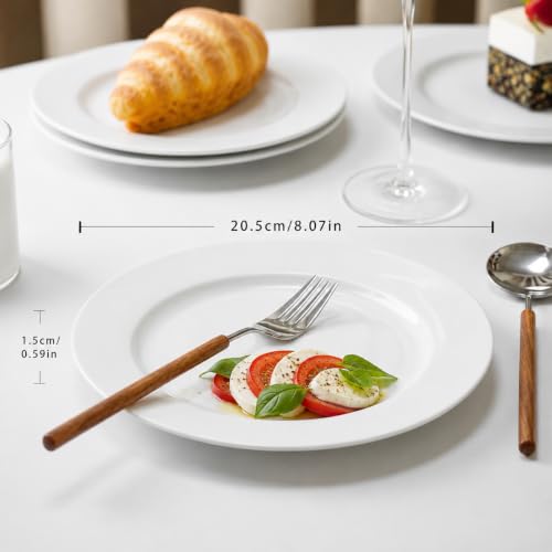 YALONG White Salad Plates Set of 6, 8 Inch Ceramic Plates (20 cm) – White Porcelain Appetizer & Dessert Plates for Kitchen, Salad, Snack & Everyday Use, Microwave & Dishwasher Safe by YALONG - Used condition - Image 4