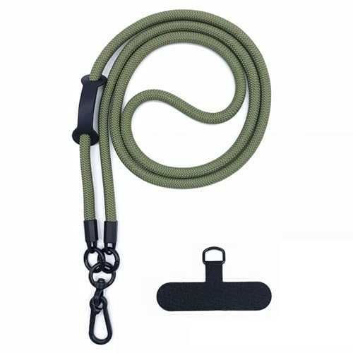 Huakaile Detachable Nylon Mobile Phone Lanyard Universal Adjustable Phone Strap Crossbody Thick Rope CellPhone Neck Strap with Hook Wrist Strap Patch for Most Smartphones （Green）