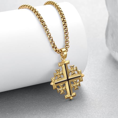 Jerusalem Cross Necklace 925 Sterling Silver Gold Jerusalem Cross Pendant Christian Jewelry Gifts for Men Women2