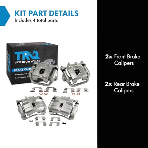 Image of TRQ Front and Rear Brake Caliper Set Caliper Brackets Hardware Compatible with 08-13 Nissan Rogue 14-15 Rogue Select