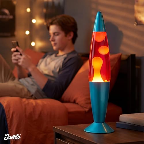 Image of JAMBO 16 inch Beautiful Lamp- Red with Yellow /Orange Wax, Relaxing Liquid Light, Night Light Nightlight, Home Decor Living Room Office Bedroom Lamp for Adults Teens Kids, Magma Motion