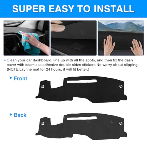 Image of Autorder Dashboard Cover Mat for Chevy Chevrolet Silverado /GMC Sierra 1500 2500HD 3500HD 2022-2025 2026 Accessories Dash Cover Upgrade Flannel Dash Mat Sunshade Glare UV Rays Protector (with HUD)