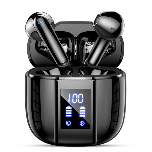 Wireless Earbuds, Bluetooth 5.4 Headphones, 48H+, Stereo Ear Buds, LED Display Earphones with Mic,...