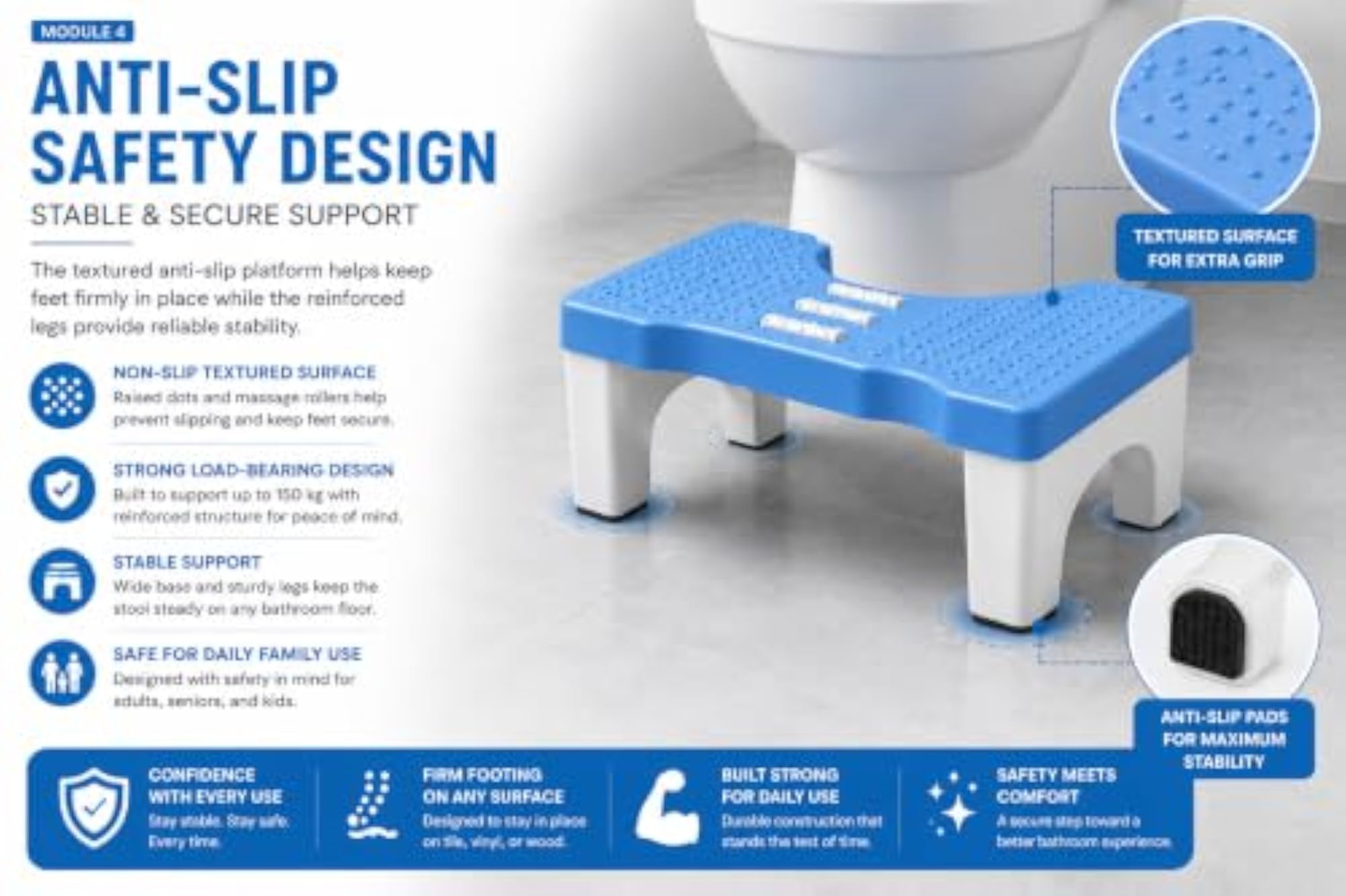 Foldable Toilet Stool Footrest for Better Posture, Potty Step