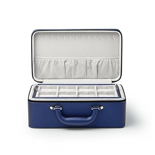 Chic Blue Leather Jewelry Organizer