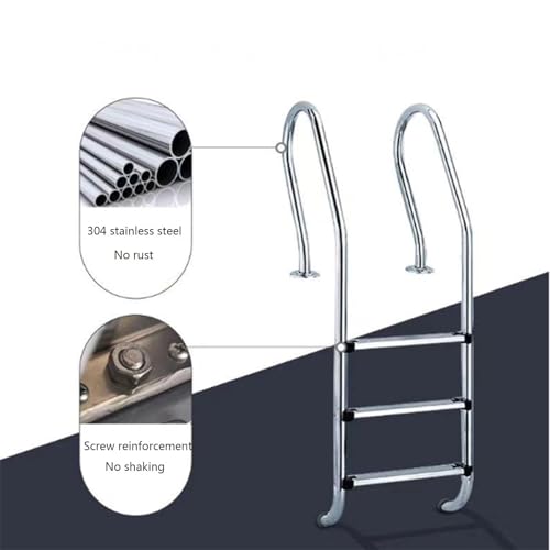 Escalera mecánica de piscina de acero inoxidable, escalera de seguridad de 5 escalones para piscinas subterráneas y parques acuáticos, mejora la seguridad y accesibilidad de la piscina