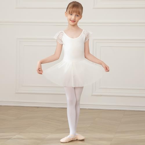 AOQUNFS Girls Dance Dress With Lace Ruffle Sleeve Ballet Leotards Outfit With Skirt,1183