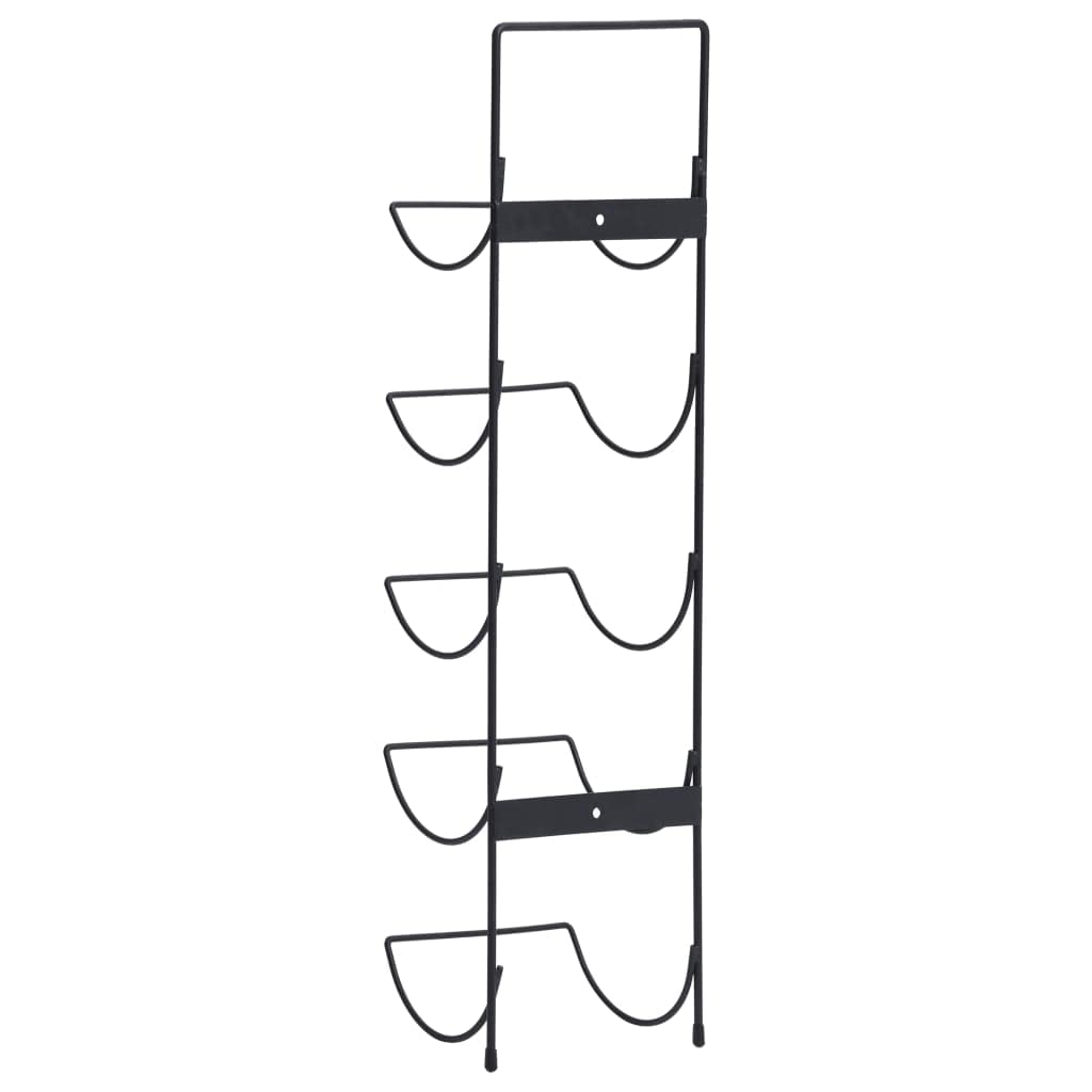 Wand-Weinregal aus schwarzem Eisen für 5 Flaschen, Flaschenhalter zur Aufbewahrung und Lagerung, geeignet für Küche, Esszimmer, Wohnzimmer, Bar und Speisekammer