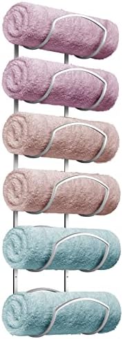 CANYAVE Towel Racks for Bathroom, Towel Rack Wall Mounted Bathroom Towel Holder, Towel Storage for Rolled Bath Shower Hand Towel, 3 Levels x 2pcs (Silver)