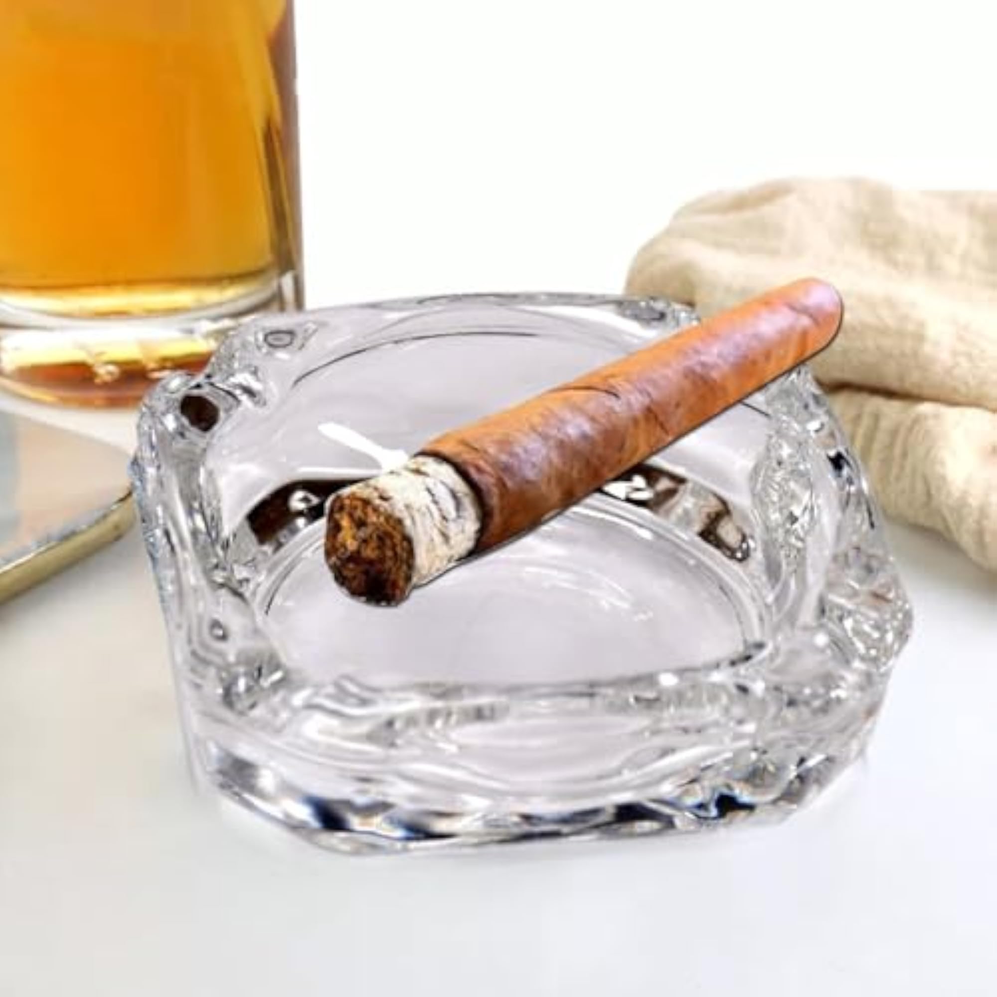 Glass Brunswick Cigar & Cigarette Ashtray, Round Design
