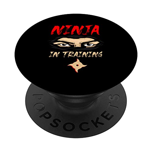 Ninja In Training Japanese Mercenary Shinobi Kunai Shuriken PopSockets Swappable PopGrip, Black