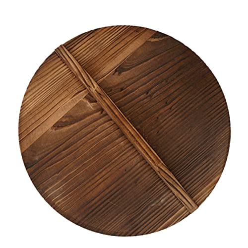 Cabilock Cast Iron Wok Cover 15inch Wooden Pan Lid, Wok Lid with ...