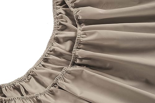 Image of LANE LINEN 100% Cotton Full Size Sheet Sets - 450TC Sateen Weave - Hotel Luxury Bedding, Soft Feel & Comfortable for Everyday Sleep - Snugly Fits Matresses Upto 15'' Deep - Oeko TEX Certified - Taupe