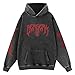 BNNNRNJA Unisex Anime Washed Hoodie Cosplay Costume Men Vintage Sweatshirts Long Sleeve Casual Hooded Pullover for Women(XXL,Black-B)
