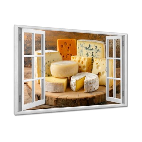 Peinture imprimée sur toile 120 x 80 cm motif planche à fromage déco cuisine H10737M