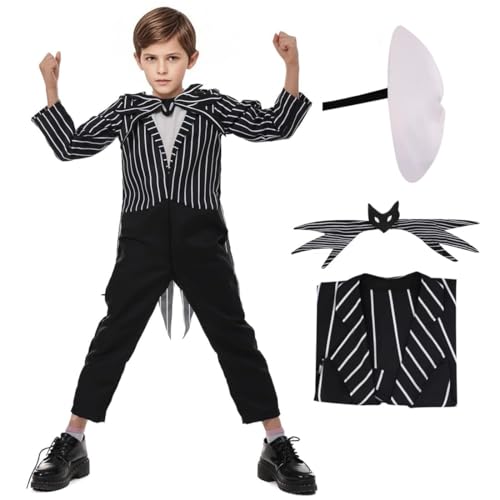 Hqroidd Jack Costume Boys Mask Jumpsuit Cosplay Outfits for Halloween Christmas Props 140