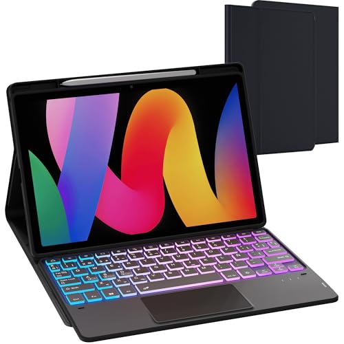 Funda con Teclado Español Ñ para Xiaomi Redmi Pad SE : DIY 3-Zonas 7 Colores Retroiluminado +...