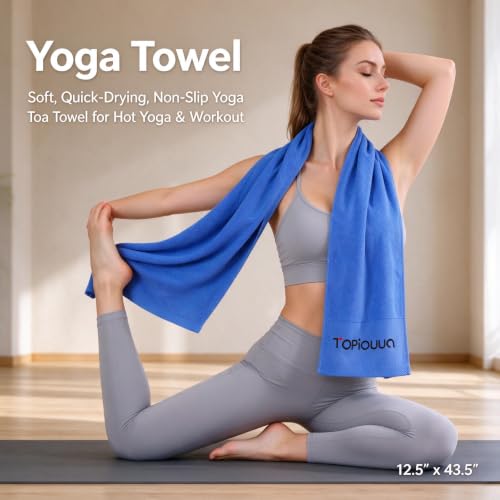 TOPIOUUA 2 Pack 100% Cotton Workout Towels, 12.5" x 43.5" Super Absorbent Soft Gym Towels for Men & Women, Large Sweat Sports Towel for Yoga Running Swimming Travel Football Camping - Blue - image 7