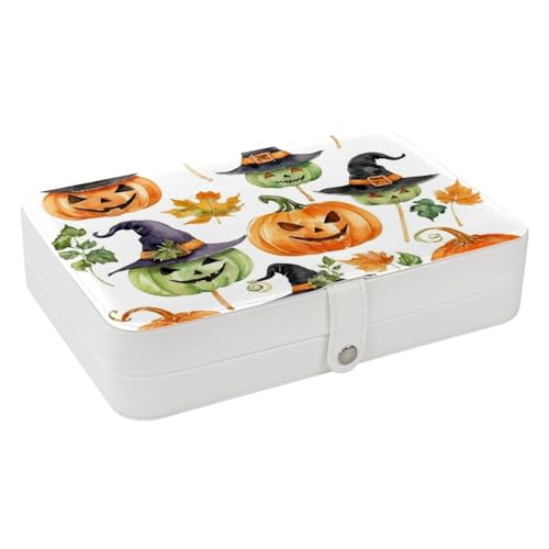 Conjunto de iconos de Halloween con pintura de acuarela de alta gama, exquisita caja organizadora de joyas, compartimentos pequeños extraíbles y ajustables para anillos, aretes, collares, pulseras