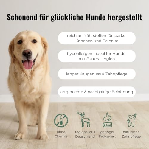 GOOPSI Rehrippen Hund getrocknet 2 x 300g gestückelt - Natur Kauartikel Hund unbehandelt mit Fleischresten - Kauspaß für Hunde - aus Deutschland
