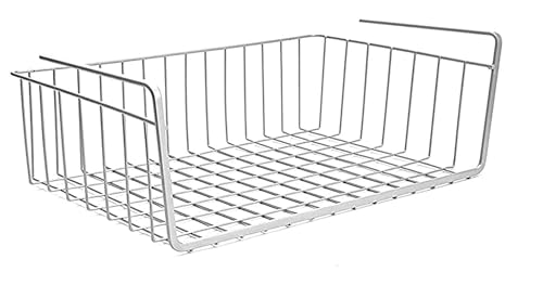 Image of Styleys Metal Under Shelf Basket Wire Rack For Extra Cabinet Storage 15.5-Inch (White 1Pcs) (S11027), Hanging Shelves, 14 X 25 X 40 cm