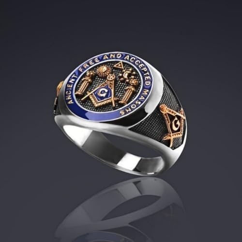 Ancient Free Accepted Scottish Rite Masonic Ring for Men, Titanium Steel Two-Tone AASR Freemason Jewelry2