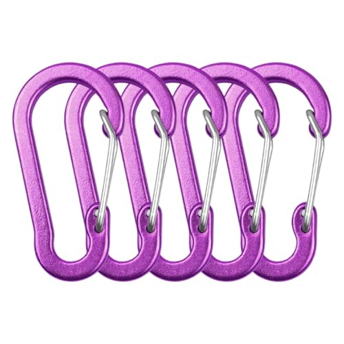 NHEISSCF 10/5 Mini Anillos en D de aleación de Aluminio for Camping, Senderismo, Pesca y mochileros.(Purple 5 Pack)