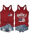 4th of July Outfits for Women Fourth of July Shirts Tank Top Blouse(Red 2-S)