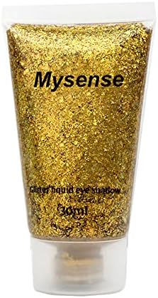 Mysense Gold Body Glitter,Singer Concerts Face Glitter Gel,Music Festival Rave Accessories,Chunky Mermaid Glitter Sequins for Face Eye Hair Decorations,Glitter Gold Face Paint Makeup for Women,30g