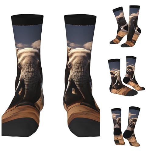 LZQPOEAS elephant Athletic Socks Unisex Cushioned Crew Socks Hiking Running Calf Sock Soft Above Ankle Sock