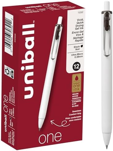uni-ball 1 Retractable Gel Pens, Ultra Micro Point (0.38mm), Black Ink, 12pcs
