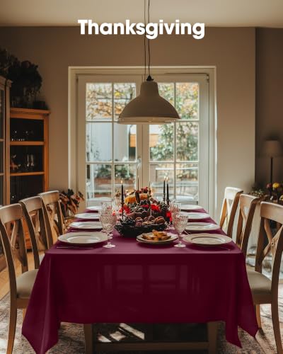Image of Pureegg Plastic Table Cloth Disposable 54x108 Inch 10 Pack, Burgundy