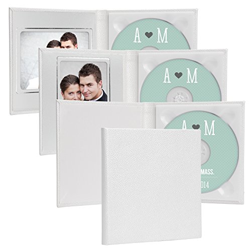 Classic Leather CD/DVD Holder w/Optional Photo (White)