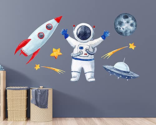 Vinilo decorativo de pared Astronauta y cohete