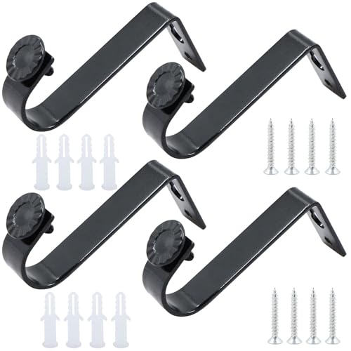 4 pièces de support de plafond pour tringles à rideaux, support, noir Support mural pour tringles à rideaux pour un diamètre intérieur de 22 mm
