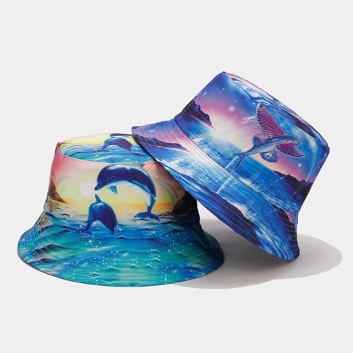 Image of Quanhaigou Bucket Hat for Men Women,Packable Reversible Printed Sun Hats,Fisherman Outdoor Summer Travel Hiking Beach Caps