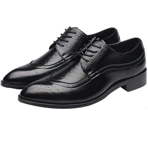 Men's Classic Leather Formal Business Oxford Dress Shoes for Ball, Casual Lace-Up Pointed Toe Comfortable Wedding Shoes2