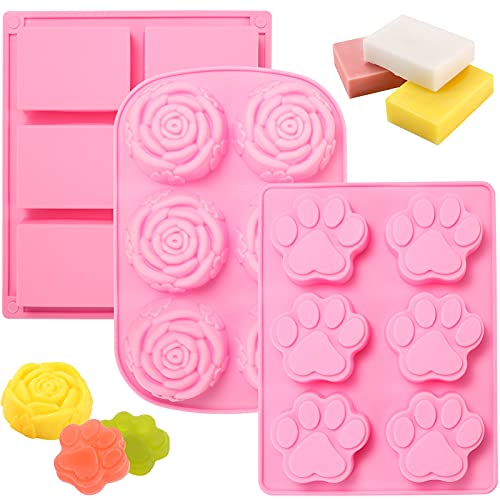 Silicone Soap Molds,6 Cavities DIY Handmade Soap Molds, for Homemade Craft Soap Mold,Biscuit Chocolate Mold Pudding, Muffin, Loaf, Brownie, Cornbread and More 3 Pack Silicone Soap Mold