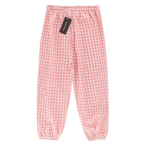 Image of BINIDUCKLING Toddler Pull Up Loose Gingham Girls Pants