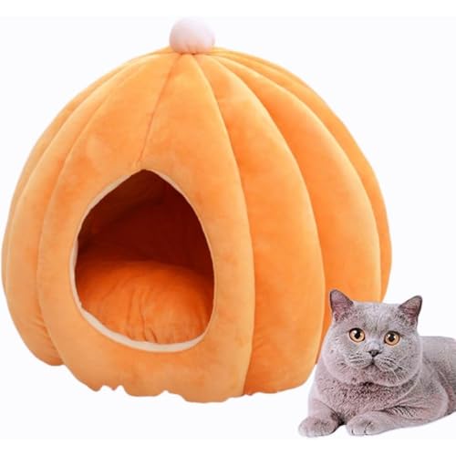 otoye 猫 ハウス ドーム型 冬用 かぼちゃデザイン ふわふわ 柔らかい クッション付き 洗える 滑り止め 小型犬 ペット用品 おしゃれ 省スペース 抗菌 防臭 保温 ホットカーペット代用 リラックス 猫用 小屋 室内 ペットサークル プレゼント ギフ