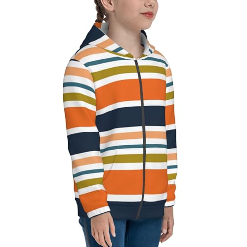 Colorful Pastel Stripes Kids Pullover Hoodies Boys Zip Up Sweatshirts Girls Athletic Clothes with Pocket4