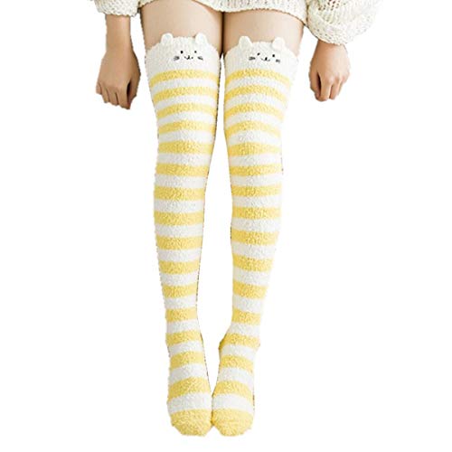 Packitcute Long Socks Girls Soft Warm Coral Fleece Kawaii Stockings