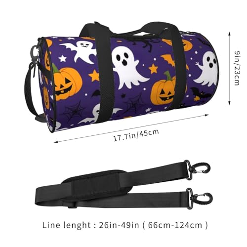 Halloween Holiday Printed Travel Bag,Round Personal Item Storage bag,Foldie Duffel Bag for Traveling Vacation,Fitness,Sports4