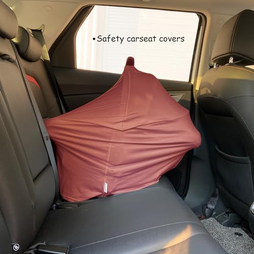 Image of Car Seat Cover Baby for Nursing, Baby Breastfeeding Cover Carseat Canopy Covers, Solid Color Multi-use Nursing Cover for Babies (Bronze red)