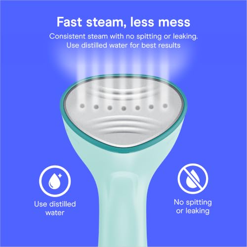 Conair Power Steam Garment Steamer, Clothes Steamer Handheld with Ceramic Soleplate, Clothing Steamer, 35-Second Heat-Up, 15-Minute Steam, Fabric Attachments, Mint Green - image 7