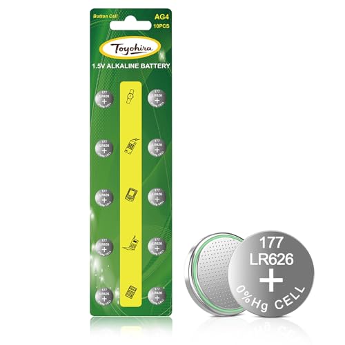 Toyohira SR626SW Watch Battery 377 Watch Battery 10 Pack, Button Cell Batteries High Capacity 377 lr626 ag4 Alkaline 1.5v Batteries Replacement for Watches Calculators Toys