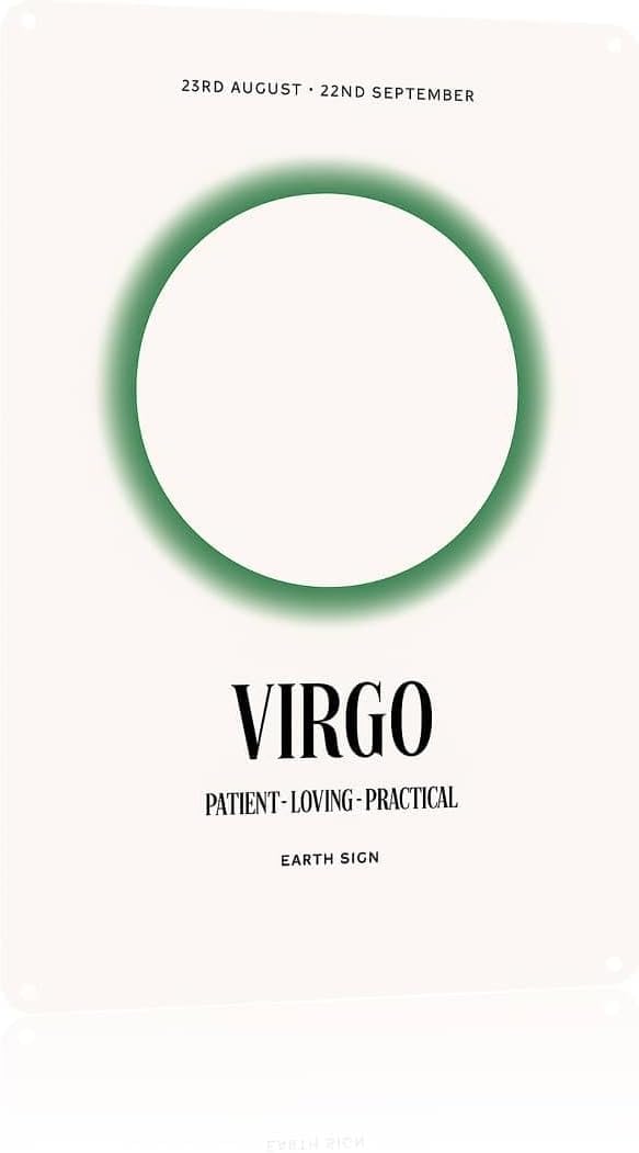 Virgo Zodiac: Retro Astrology Wall Decor Retro Metal Sign Poster for Garage Man Cave Bathroom Bedroom Farm Inspirational Popular Wall Art 8x12 Inch Signs Posters