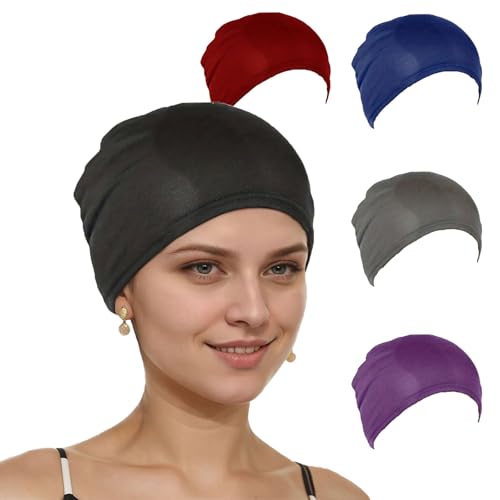 5 Pcs Set Hijab Undercap & Muslim Scarf for Women, Non-Slip Soft Head Scarves, Solid Color Cotton Scarves