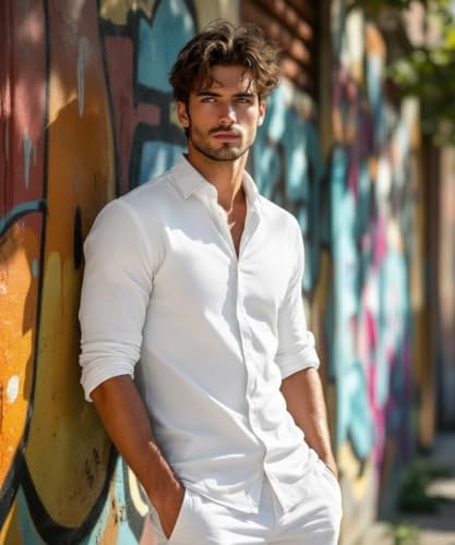 Image of Glowic Men's Plain Casual Shirt | Cotton Soft & Breathable Fabric | Full Sleeve Comfort Fit Stylish Solid Shirts for Office