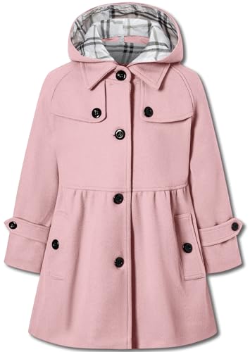 Image of Betusline Girls' Dress Coat, Kids Hoodie Wool Blend Coats Fall Winter Outerwear Peacoat,2-14 Years